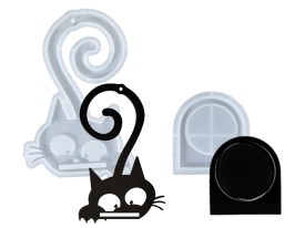 Molde silicona gato con cola larga